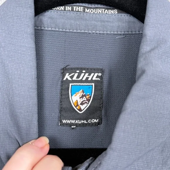 Kuhl Shirt Mens M Gray Invoke Performance Button Up Roll Tab Hike Camp Outdoor - Picture 10 of 15